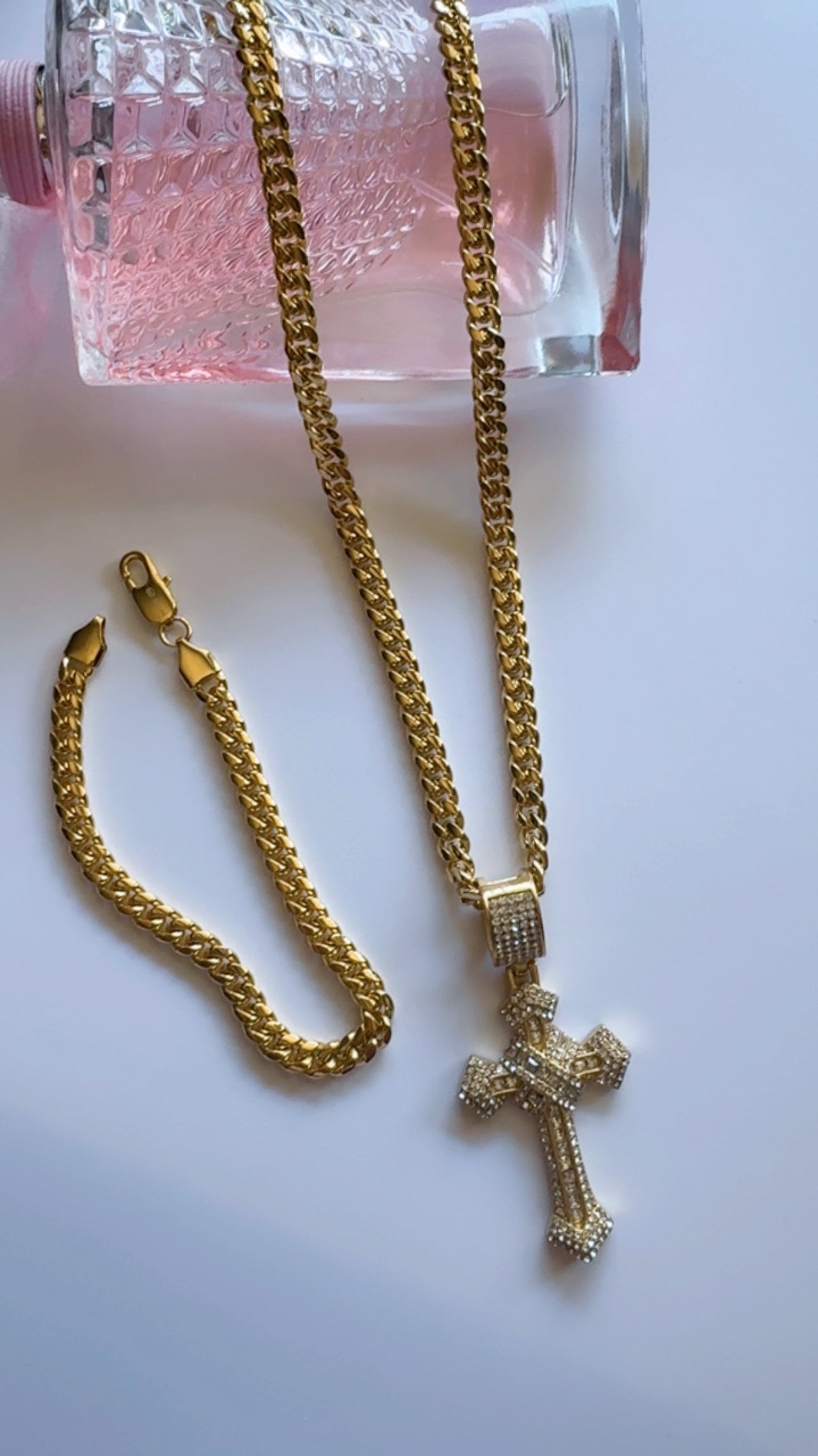 Men’s Cuban Link Chain with Pendant Set