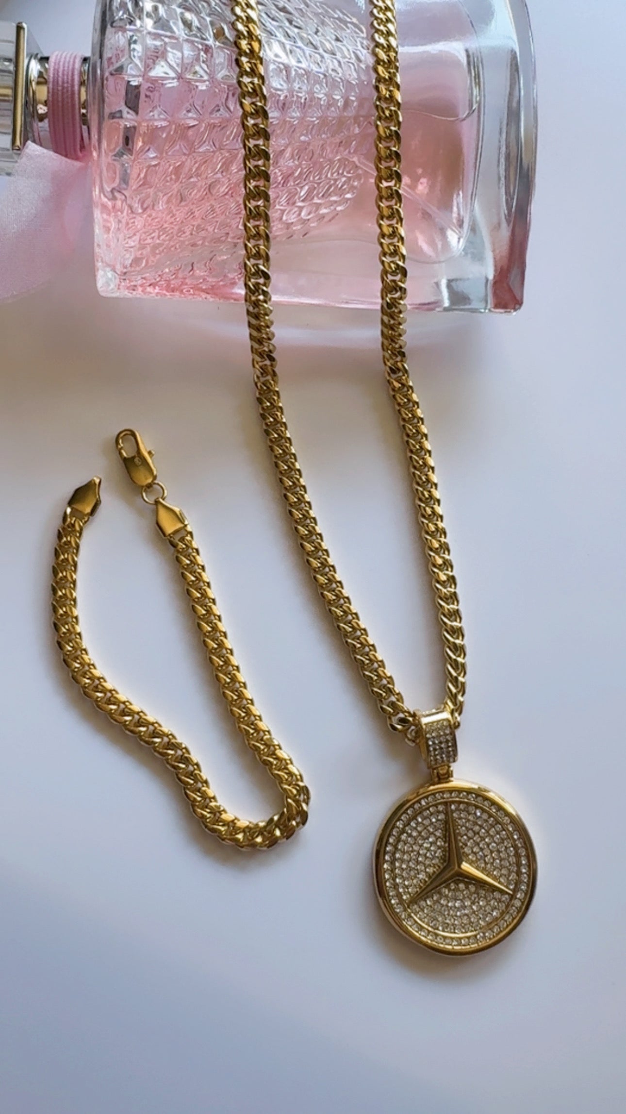 Men’s Cuban Link Chain with Pendant Set