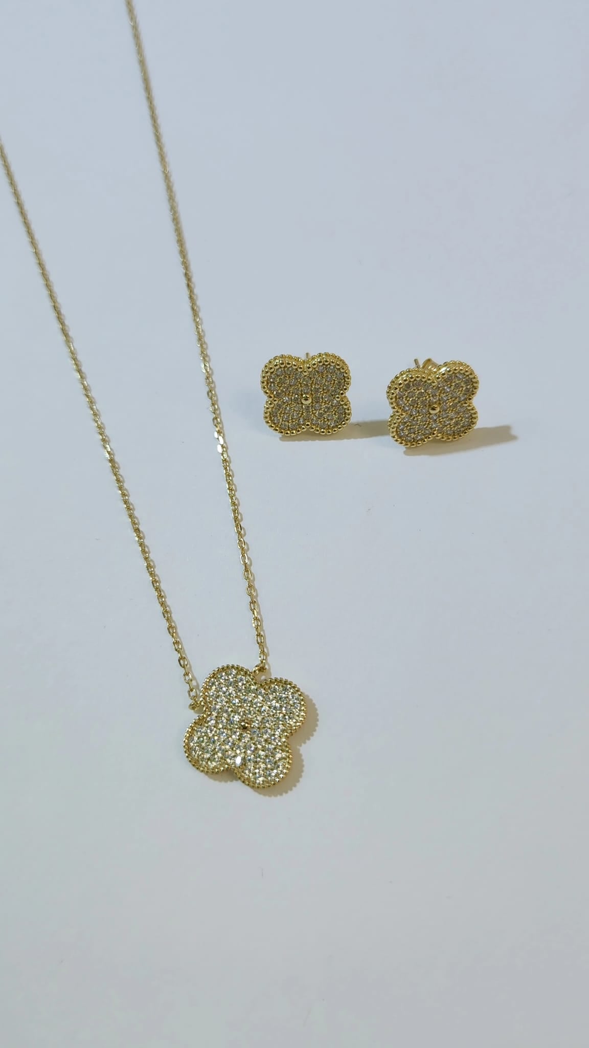 Clover Sterling Silver Necklace and Earrings Set