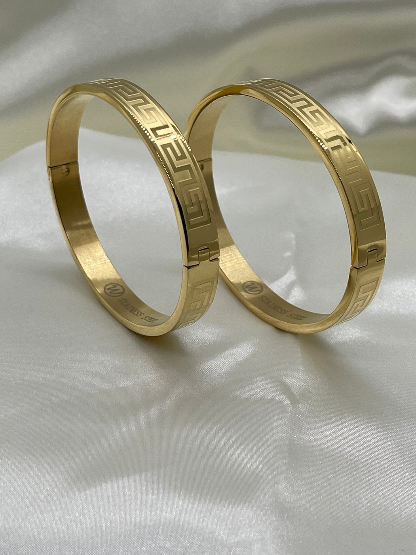 316L Stainless Steel Greek Key Bangles