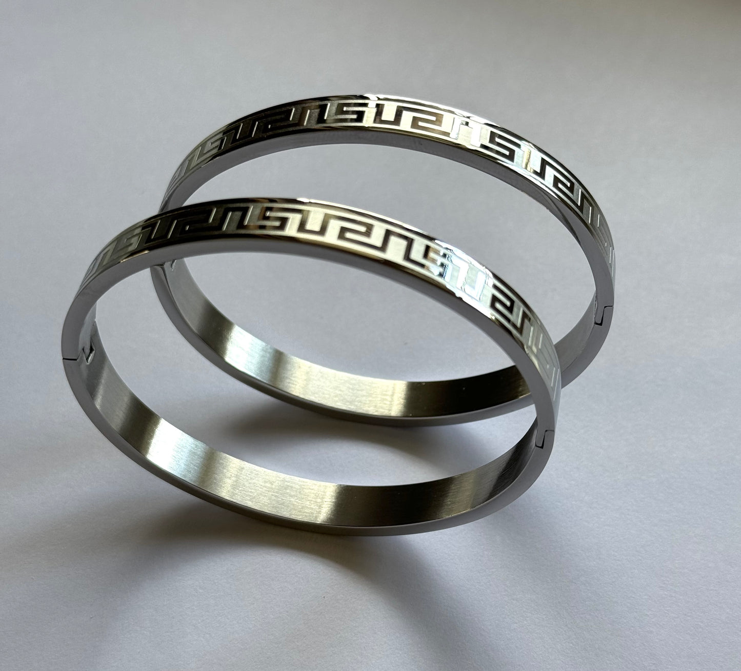 316L Stainless Steel Greek Key Bangles