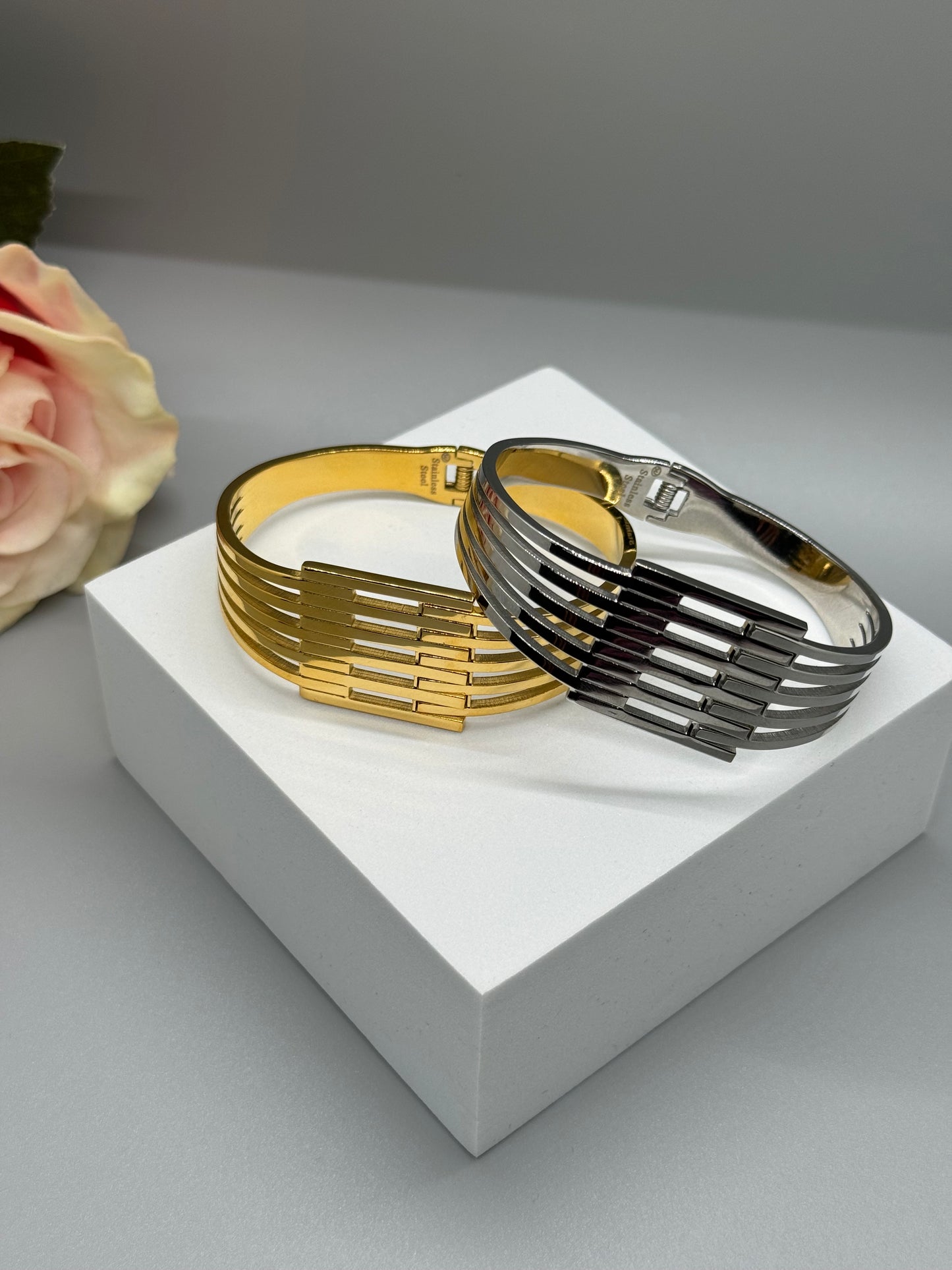 Gold, Silver  Stainless Steel Bangle Bracelet