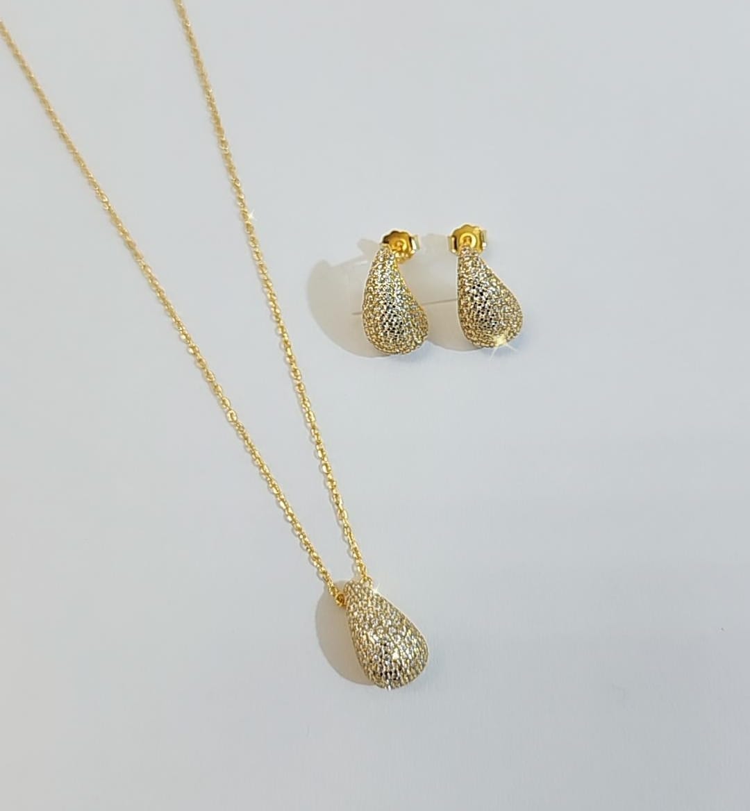 Tear Drop Necklace Earrings Set