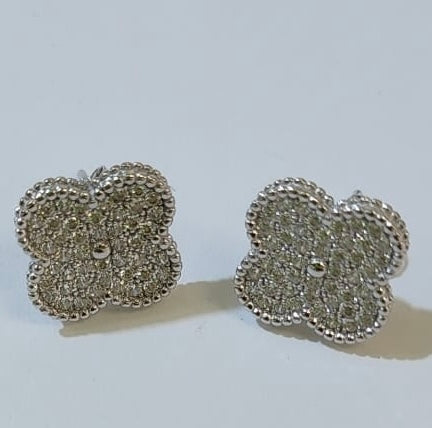 Luxury Clover Diamond Sterling Silver Earrings